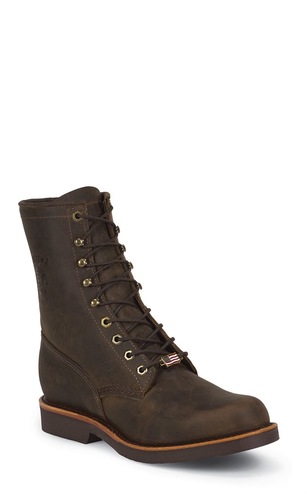 Chippewa Boots Chocolate Apache Plain 8 Inch Lacer in Chocolate